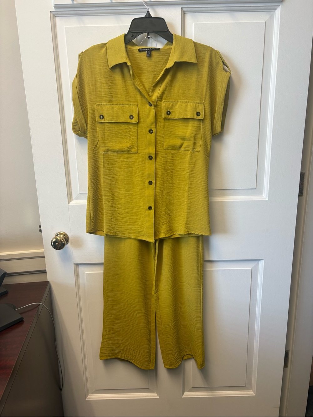 Button-Front Wide-Leg Set in Mustard by Unknown Brand